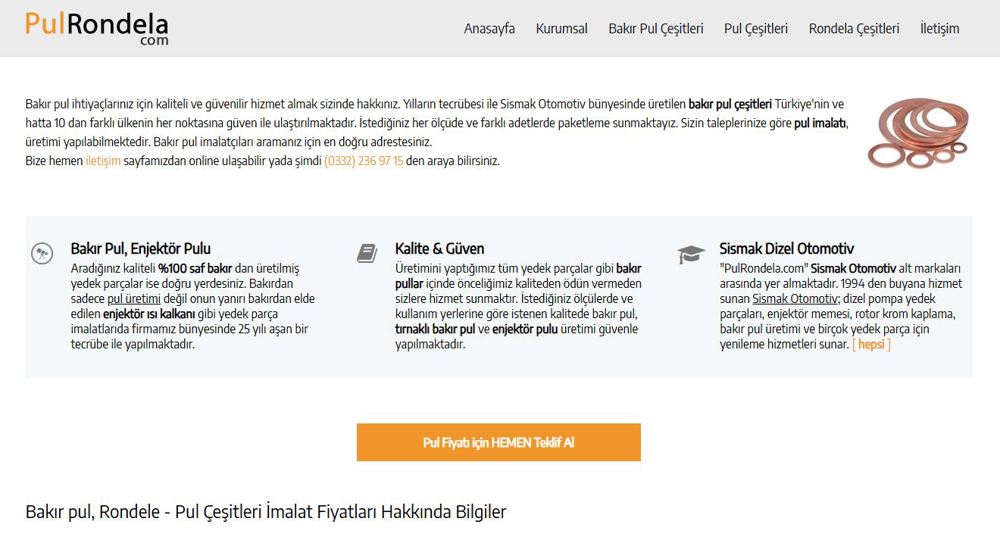 Rondela çeşitleri ve pul çeşitleri