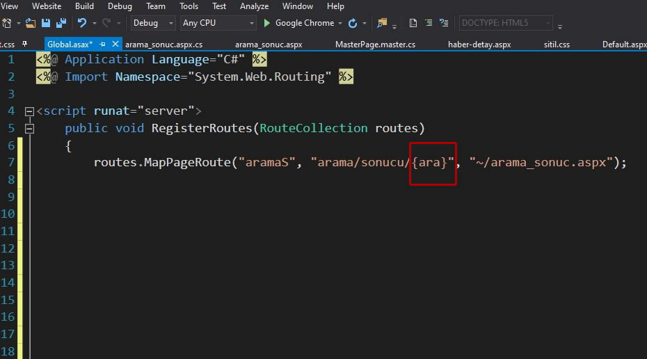 c# da routing den gelen bilgiyi almak